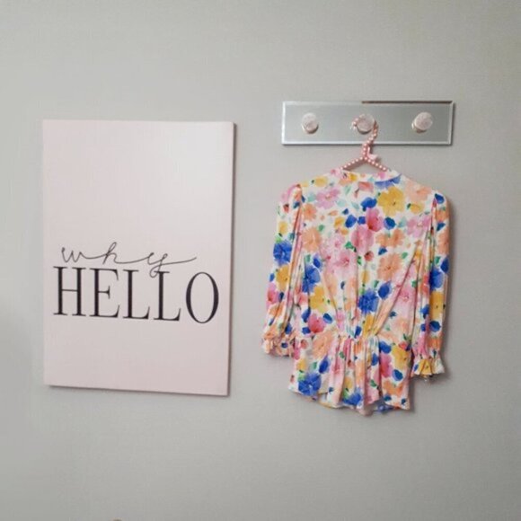 NWT Zara multicoloured floral print blouse with jeweled buttons, XS - Picture 9 of 10